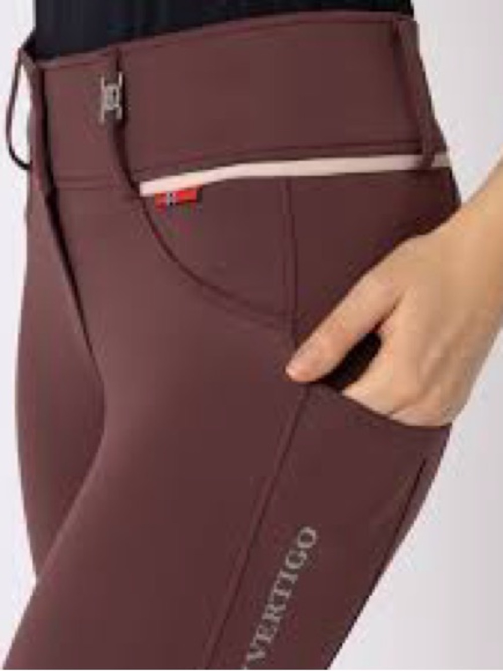 B Vertigo Elea Full Seat Grip Equestrian Riding Breeches 32 Mahogany
